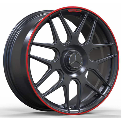 19&quot; Matt Black With Red Lip a forgé des roues pour Mercedes Benz AMG GT